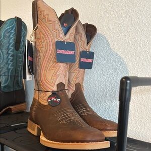 Durango Brown and Tan Cowboy Boots with Square Toe